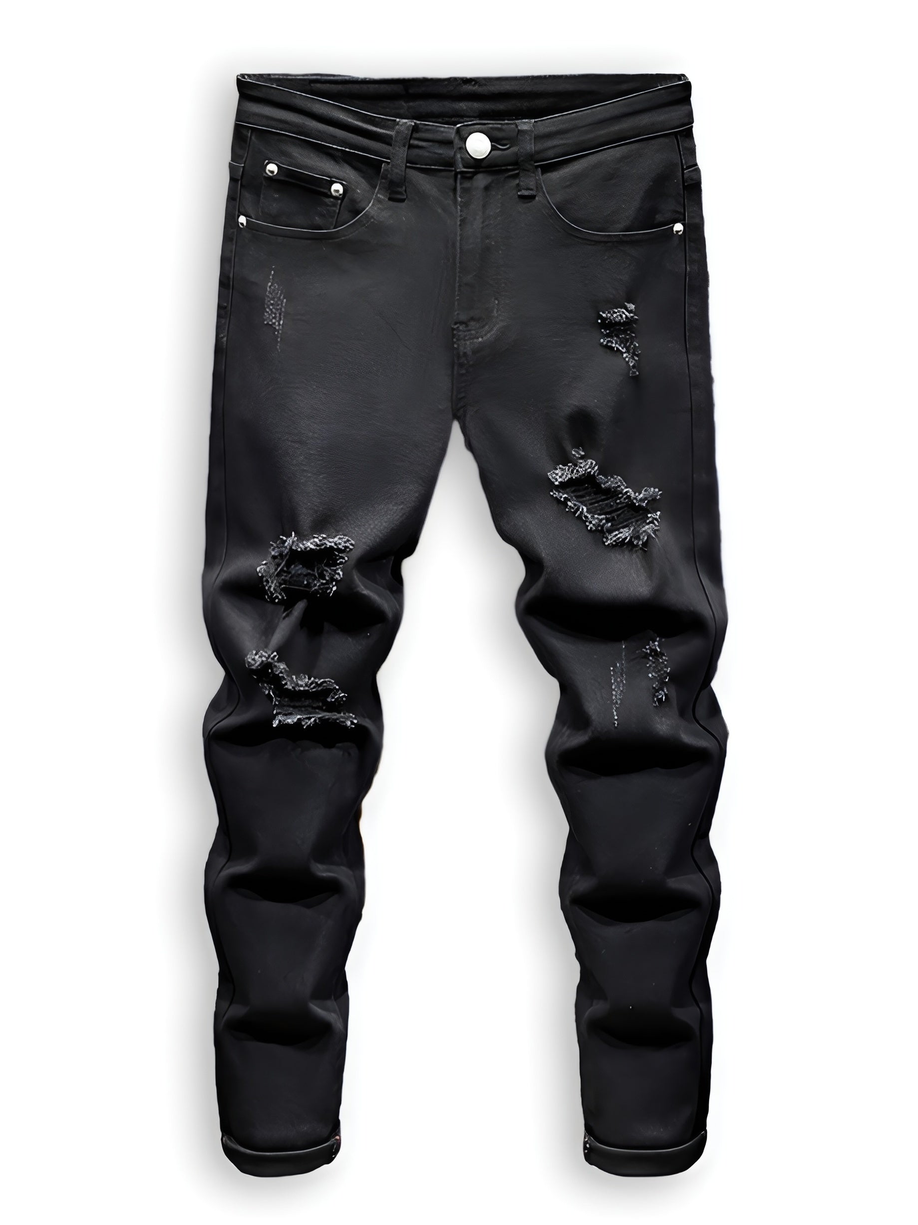Ripped Jeans Men Casual Street Style Distressed Stretch Denim Pants