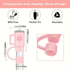 4pcs Straw Topper Initial Charm - Reusable Silicone Straw Cap, 1.02cm Straws