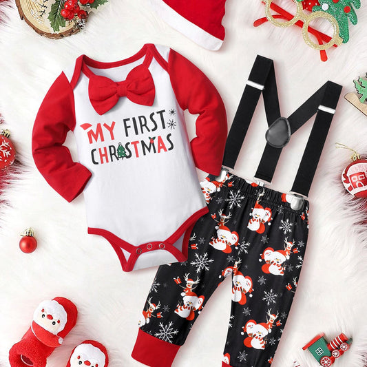 Christmas Baby Boy 3PCS Clothes Set Reindeer Pattern Outfits