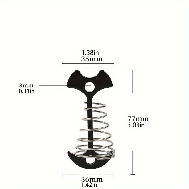 Aluminium Fishbone Deck Anchor Pegs with Carabiners & Tent Stakes
