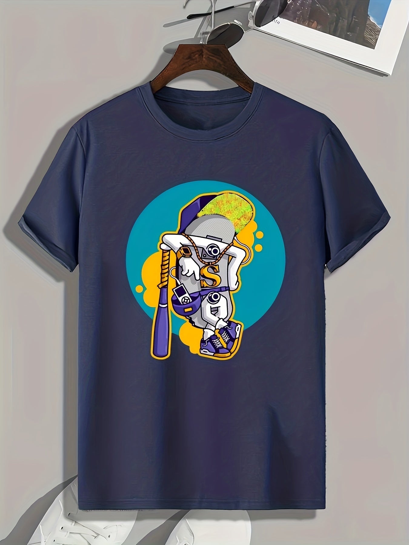 Skateboard Painting Print Men's Graphic Tee for Summer
