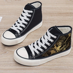 Girl's High Top Golden Pattern Skate Shoes with Plush Lining