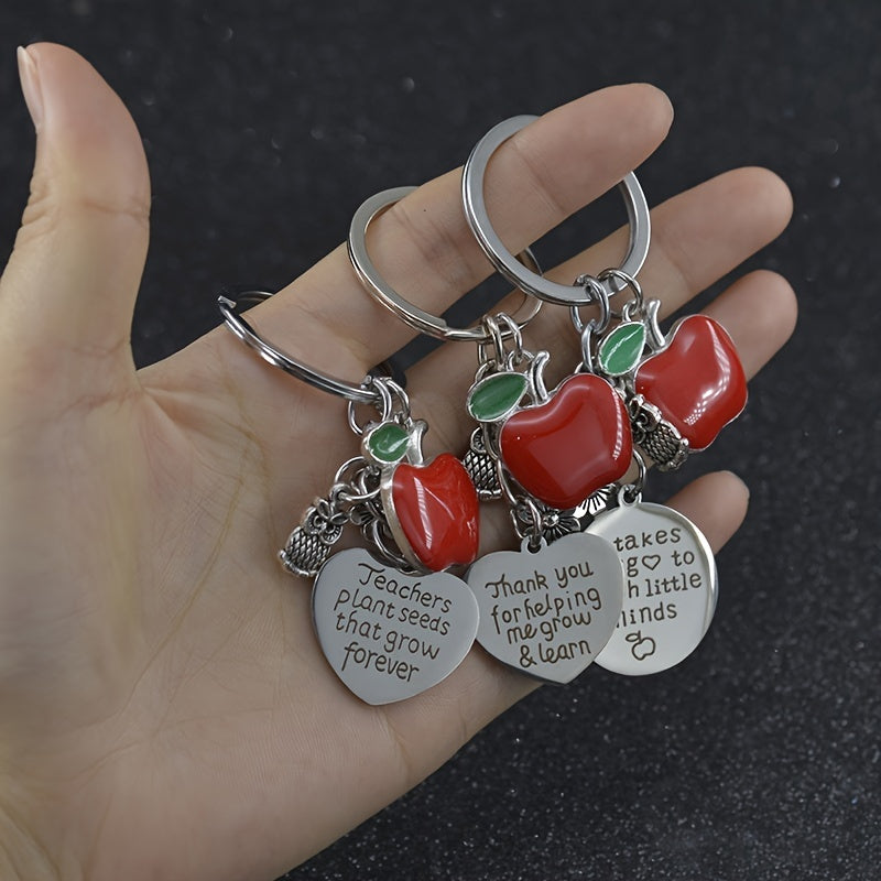 Stainless Steel Owl Keychain with Flower Charm - Perfect Gift for Teachers