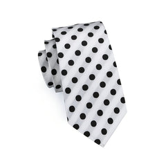 1pc Hi Tie Polka Dots Necktie With Pocket Square Cufflinks Set Mens Accessories