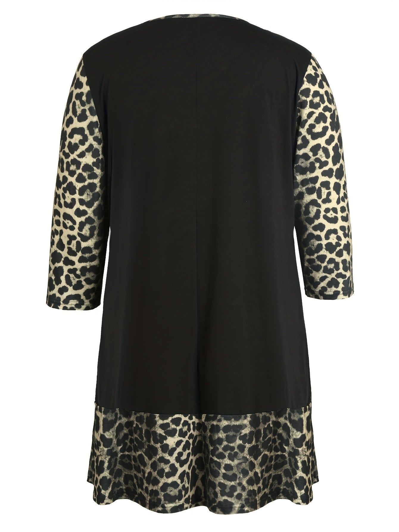 Casual Dress Women's Plus Colorblock Leopard Print Dress