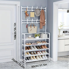 1pc Shoe Hat Holder Shoe Rack With Hooks 2 In 1 Vertical Hanging Stand