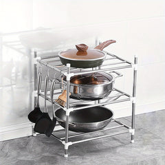 Multifunctional Metal Storage Shelf for Floor Cooker and Tableware