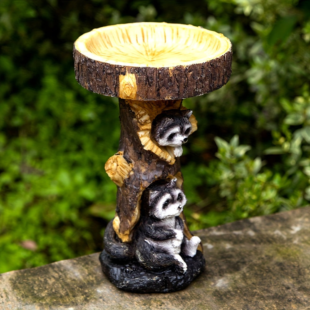 Resin Bird Bath Bowl For Garden Animals & Tree Shape Wild Bird Feeder