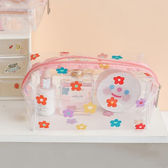 Clear Flower Pencil Case Waterproof Travel Cosmetic Bag