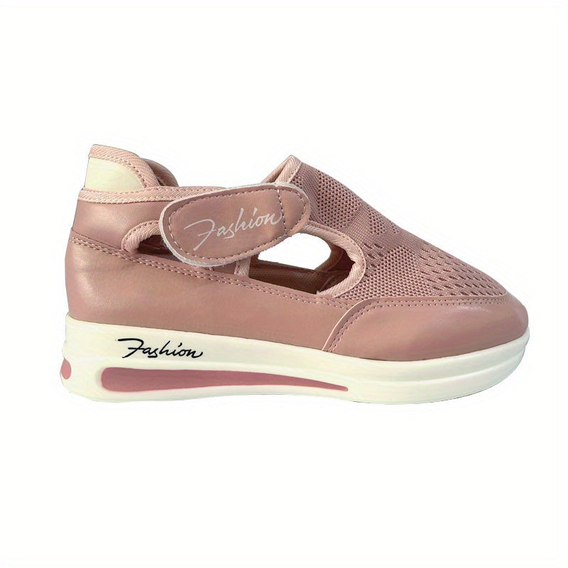 Women's Platform Mesh Shoes Breathable Hook & Loop Low Top Sports Shoes