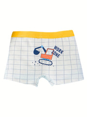 4pcs Boys Helicopter Fire Truck Bulldozer Boxer Briefs Underwear