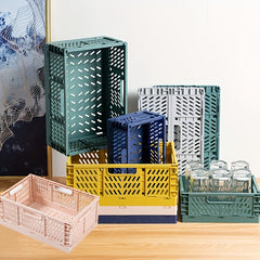 Plastic Folding Storage Basket Large Capacity Organizer Container