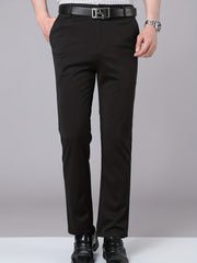 Men's Stretch Dress Pants Solid Color Semi-formal Business Trousers