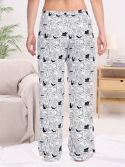 Halloween Graphic Print Sleep Bottoms Soft & Comfy Elastic Waist Women's Pants