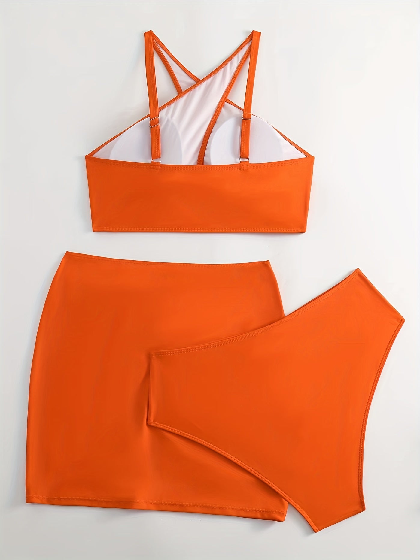 Sexy Bikini Set Women's Keyhole Crop Top & Underwear & Lace Up Skirt
