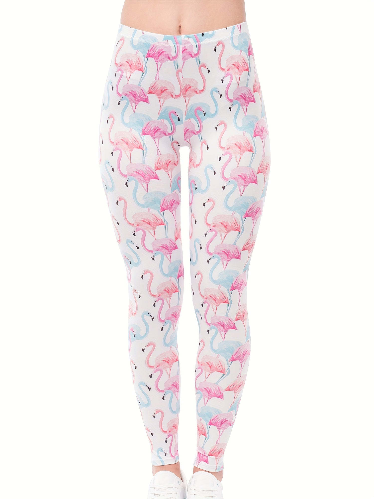 Flamingo Print Skinny Leggings Women's Clothing