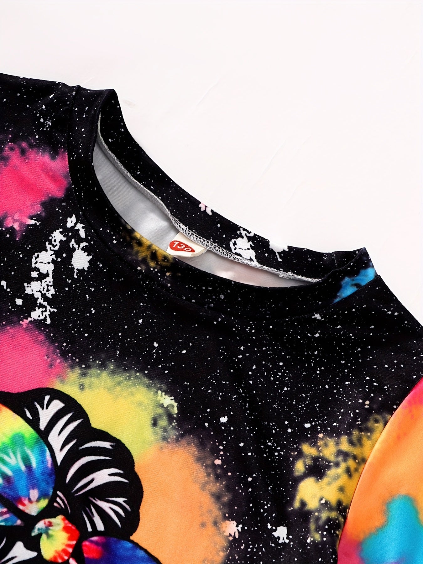 Girls Tie Dyed Portrait Graphic T-Shirt & Shorts Set