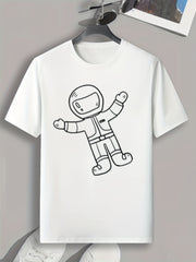 Cartoon Astronaut Print Men's Graphic T shirt