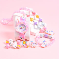 Girls Cartoon Pony Silicone Watch Band & Jewelry Set