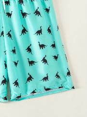 Dino Print Boy's Swim Trunks Elastic Waist Beach Shorts