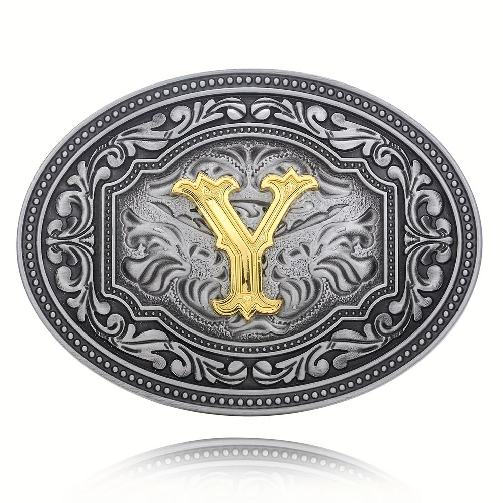 Men's Belt Buckle Initial Letter Retro Design