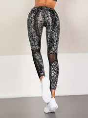 Striped Mesh Crop Pants Butt Lifting Yoga Leggings Women's Activewear