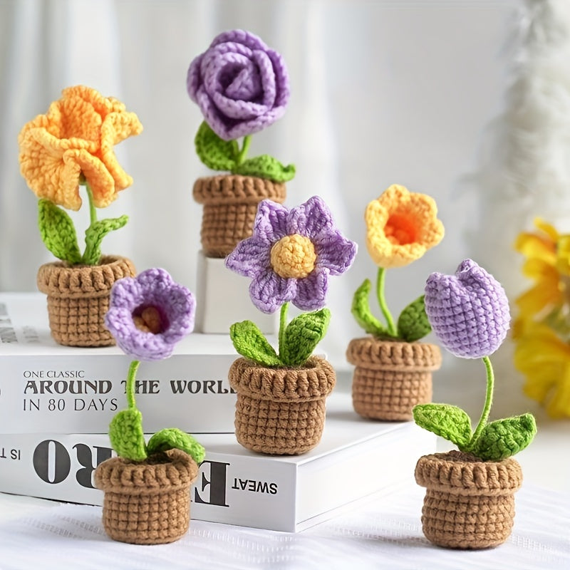 DIY Mini Potted Yarn Flower Bouquet Material Wrapped Simulated Flower Decoration