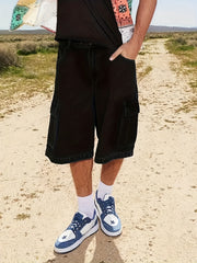 Men's Loose Fit Denim Shorts with Pockets