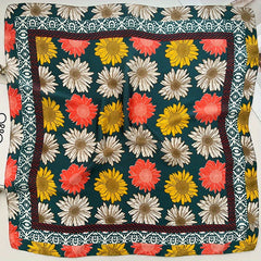 Flower Print Silk Scarf Bandana Neckwear Hair Accessory
