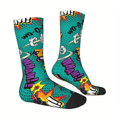 1pair Men's Retro Unisex Mid Calf Sock Halloween Gift