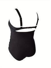 Lace Ruched Cut Out One Piece Swimsuit