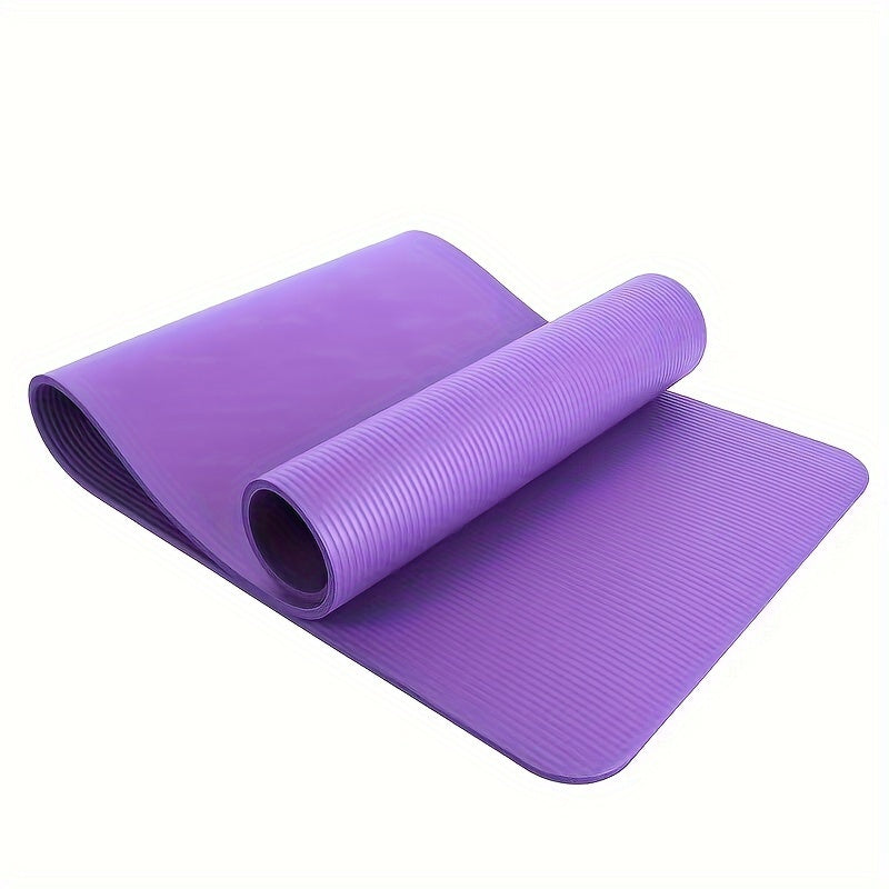 Solid Striped Yoga Mat Non Slip Thicken Fitness Mat With Carrying Strap