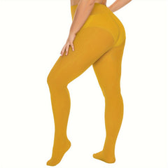 Basic Tights Women's Plus Solid Tummy Control High Waisted Pantyhose
