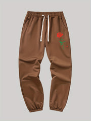 Rose Pattern Joggers Men's Casual Loose Fit Pants for All Seasons