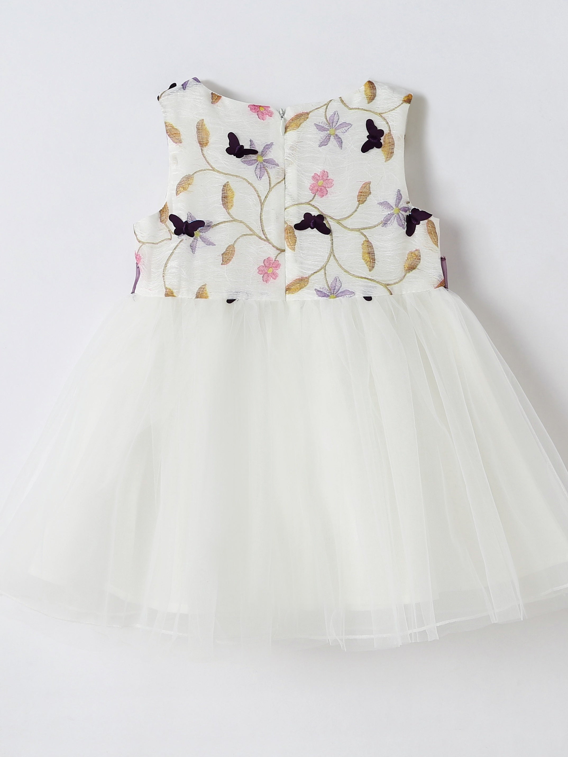 Girls Sleeveless Embroidered Bow Tulle Tutu Princess Dress