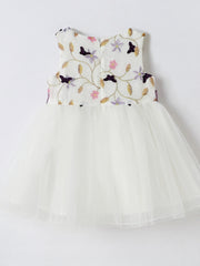 Girls Sleeveless Embroidered Bow Tulle Tutu Princess Dress