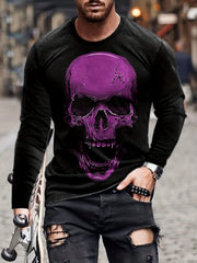 Men's Skull Pattern Sports T-shirt Stretch Tee Shirt For Summer