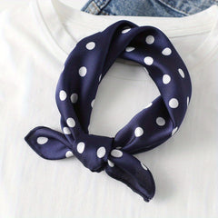 Dotted Classic Print Square Scarf Satin Neckerchief Bandana Head Wrap