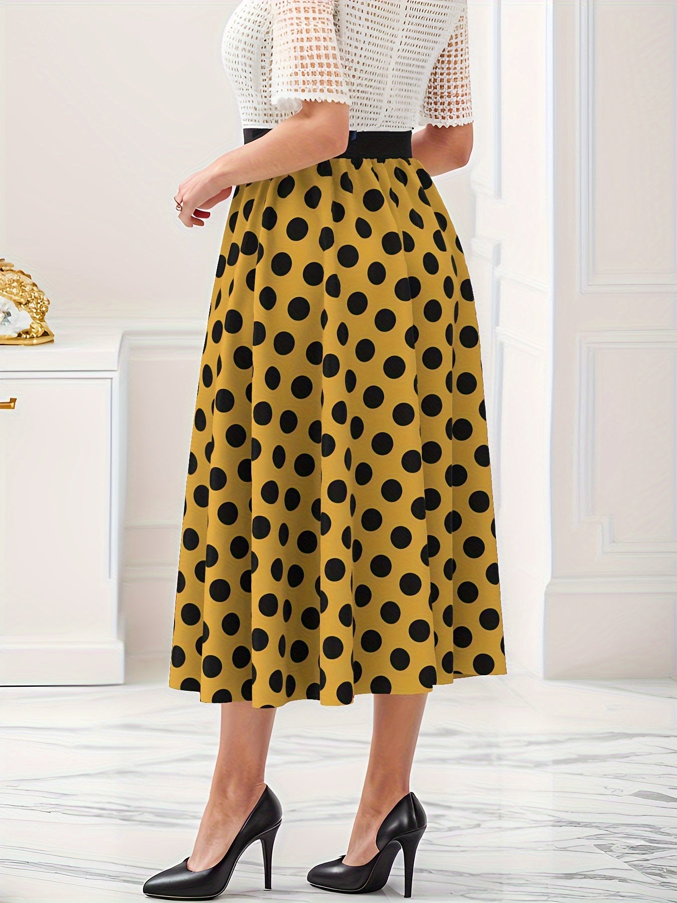 Dot Print A-line Maxi Skirt