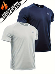 Men's Sports Tee Shirt for Summer Fitness - Round Neck Stretch T-shirt