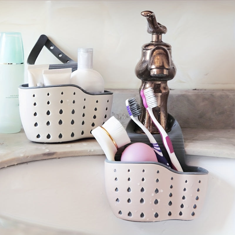 Adjustable Sink Drain Hanging Bag Kitchen Storage Rack Faucet Sponge Double Laye