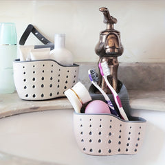 Adjustable Sink Drain Hanging Bag Kitchen Storage Rack Faucet Sponge Double Laye