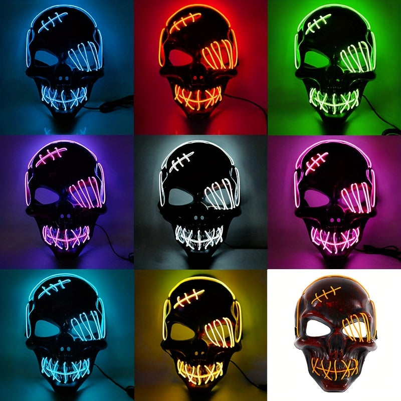 Halloween Scar One-eye Skull Mask Horror LED Light Up Mask