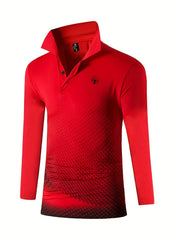 Men's Stretch Lapel Long Sleeve Polo Shirt