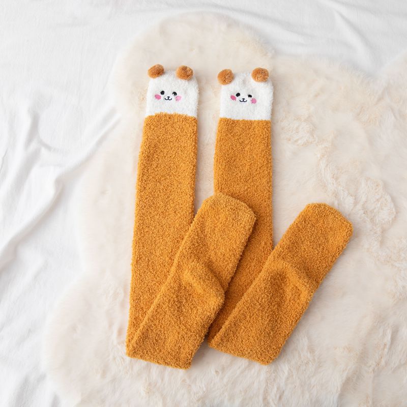 Women's Winter Fuzzy Leggings Cartoon Warm Thigh High Over Knee Socks