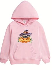 Kitty Witch Pattern Smart Hoodie For Girls