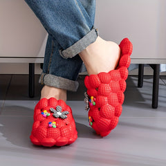 Women's Floral Slides Slippers Cartoon Bubble Slip On Shoes