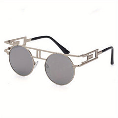 Men's Vintage Steampunk Round Frame Sunglasses