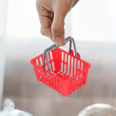 10pcs Mini Shopping Baskets Red Plastic Retail Baskets for Grocery Stores