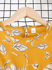 Floral Print Flounce Sleeve Belted Dress